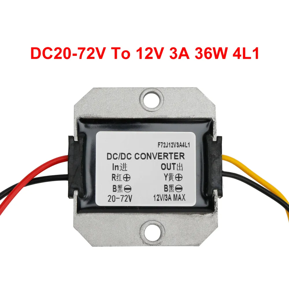 Convertisseur abaisseur étanche 20-72V à DC12V 3A, Module d'alimentation de voiture