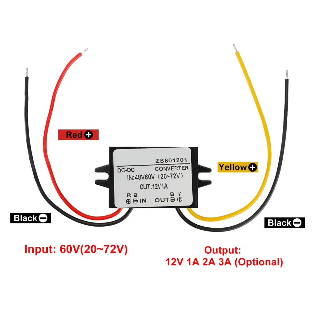 Convertisseur DC-DC étanche 60V, module d'alimentation de voiture abaisseur à 12V