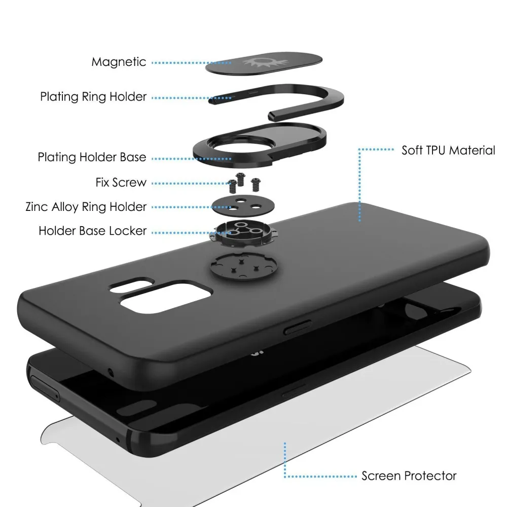 Coque Galaxy S9, Punkcase Magnetix avec couverture protectrice en TPU, support de kickstand, support à anneau et plaque mé...