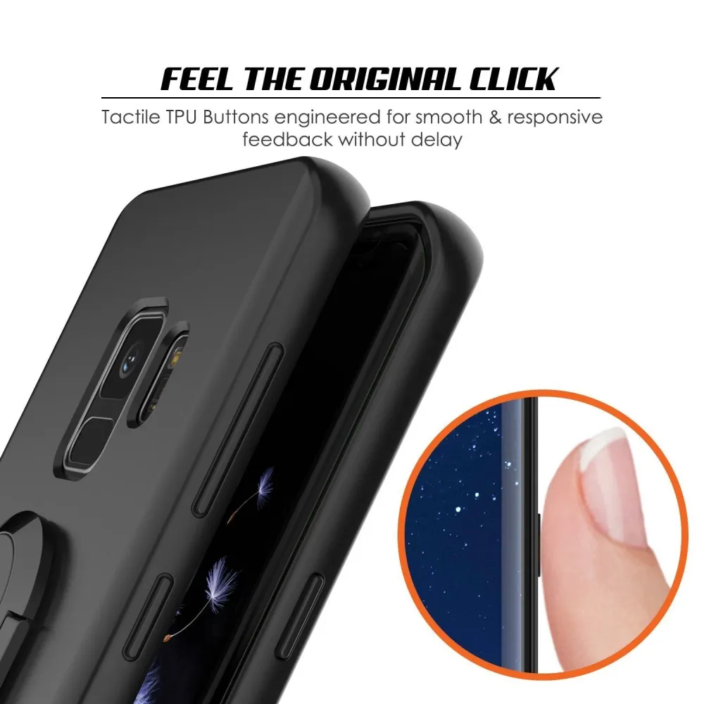 Coque Galaxy S9, Punkcase Magnetix avec couverture protectrice en TPU, support de kickstand, support à anneau et plaque mé...