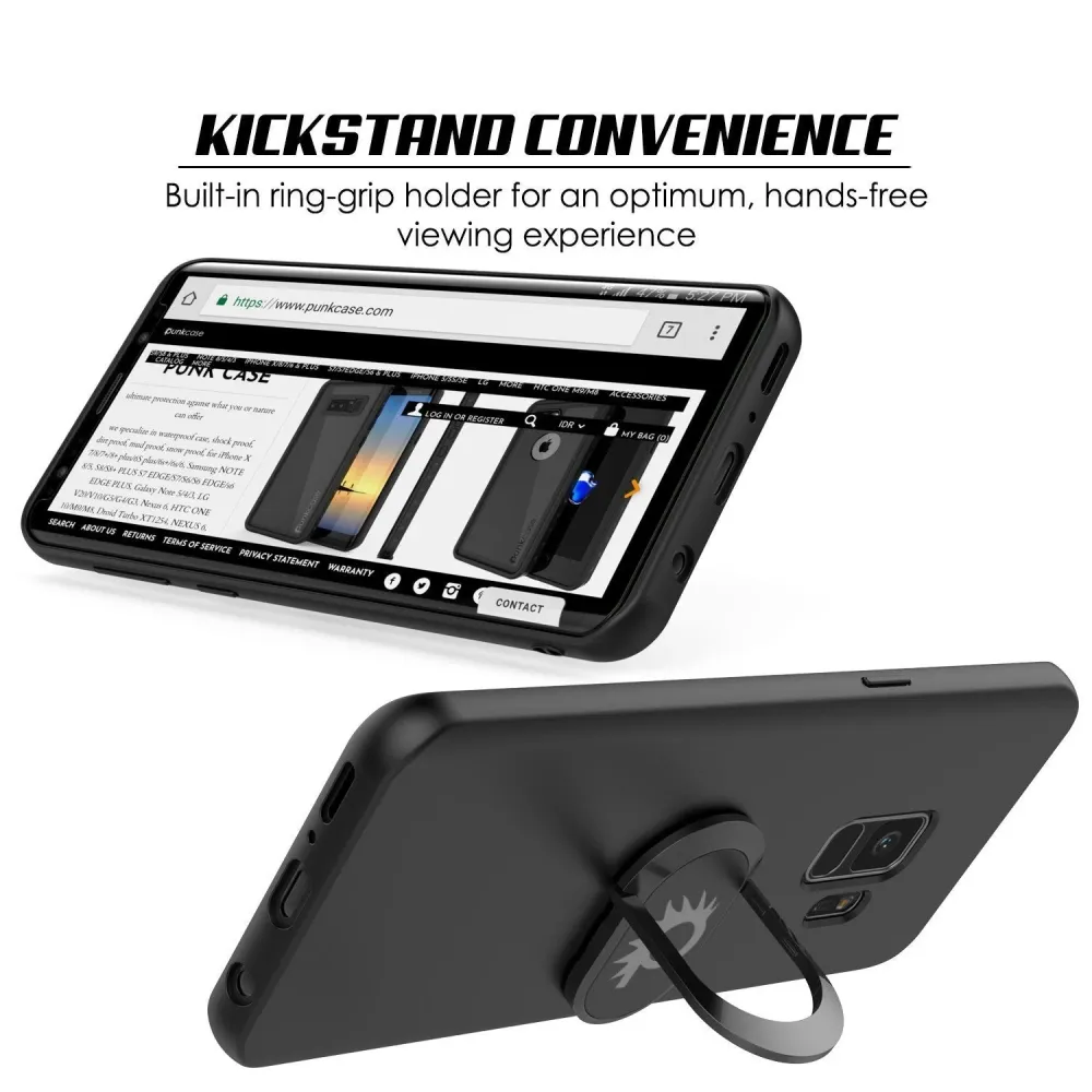 Coque Galaxy S9, Punkcase Magnetix avec couverture protectrice en TPU, support de kickstand, support à anneau et plaque mé...