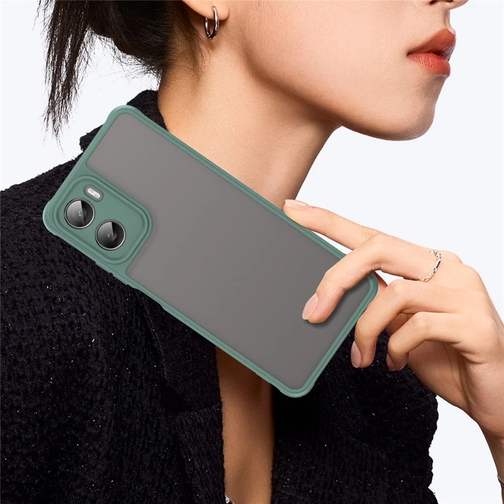 Coque Motorola Moto G06 4G résistante aux chutes avec airbags, translucide givrée et flexible - Vert