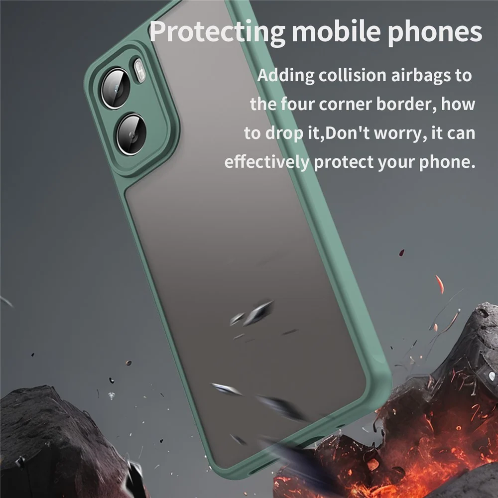 Coque Motorola Moto G06 4G résistante aux chutes avec airbags, translucide givrée et flexible - Vert
