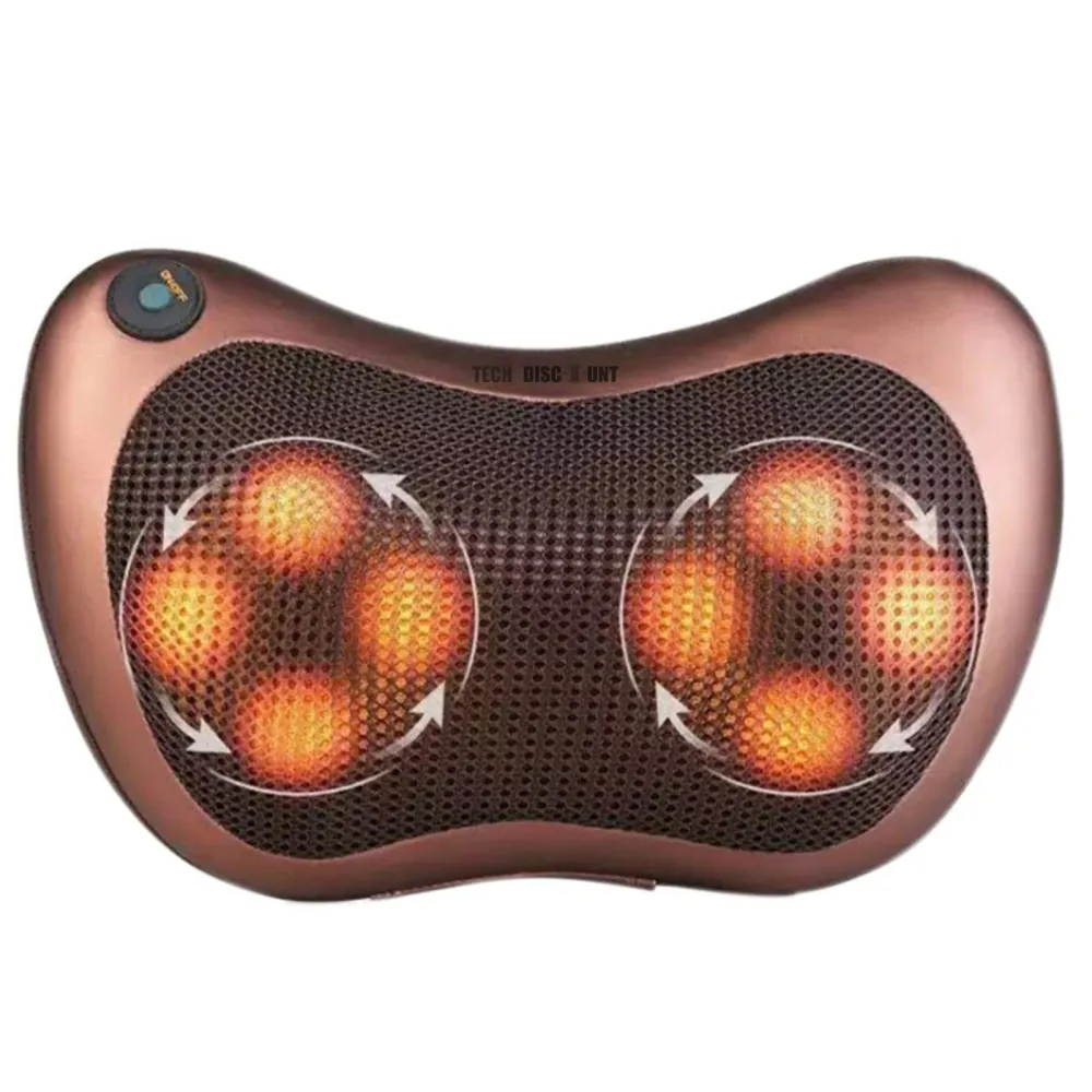 TD® Coussin massant de voiture électrique oreiller cervicale masseur ménage chauffage infrarouge pétrissage tête de massag...