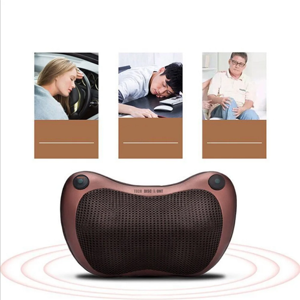 TD® Coussin massant de voiture électrique oreiller cervicale masseur ménage chauffage infrarouge pétrissage tête de massag...