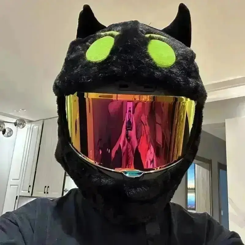 Couvre Casque Moto - Chat NOir