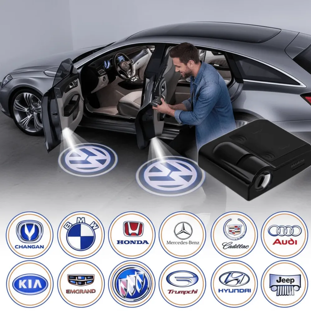LumiDoor – Projecteur LED sans fil pour porte de voiture avec logos personnalisés Cozey Maison
