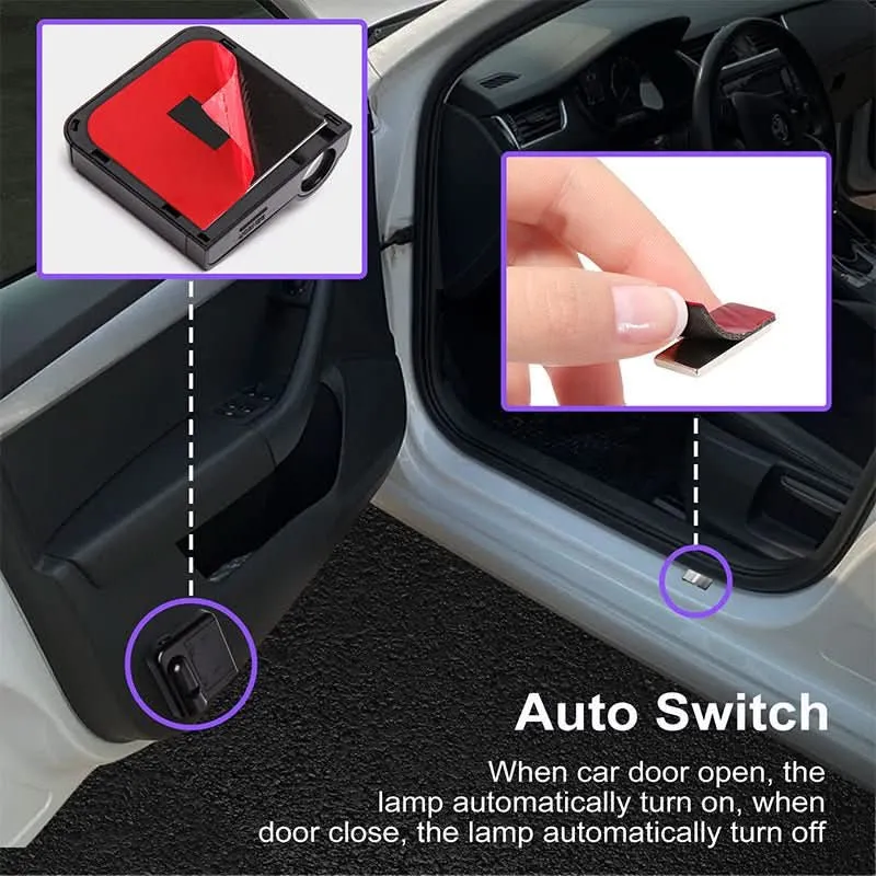 LumiDoor – Projecteur LED sans fil pour porte de voiture avec logos personnalisés Cozey Maison