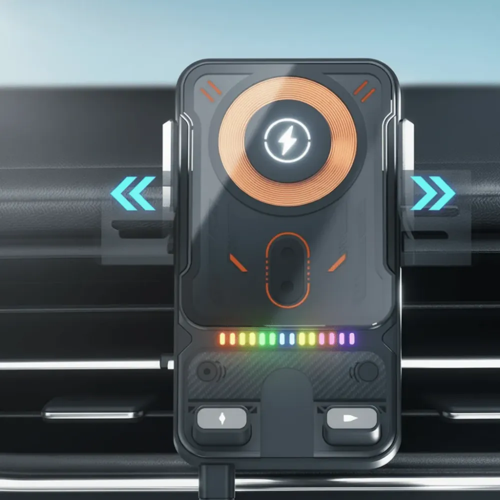 ROTAFIX – Support de voiture 2-en-1 à rotation automatique avec chargeur sans fil Cozey Maison