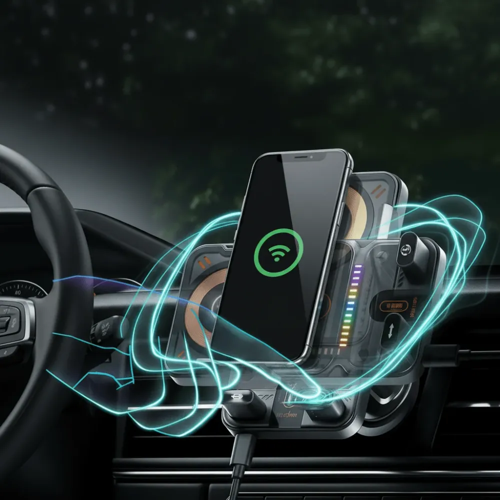ROTAFIX – Support de voiture 2-en-1 à rotation automatique avec chargeur sans fil Cozey Maison