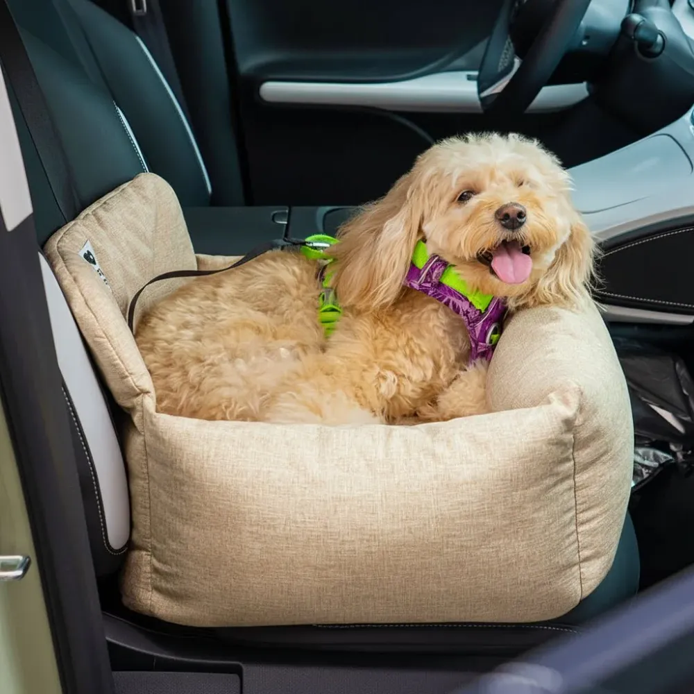 SEATPUP – Grand lit de voiture pour chien lavable avec sangles de sécurité et support antidérapant Cozey Maison