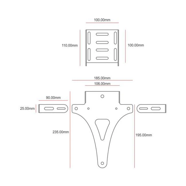 C-Racer Support universel pour plaque d'immatriculation moto No1