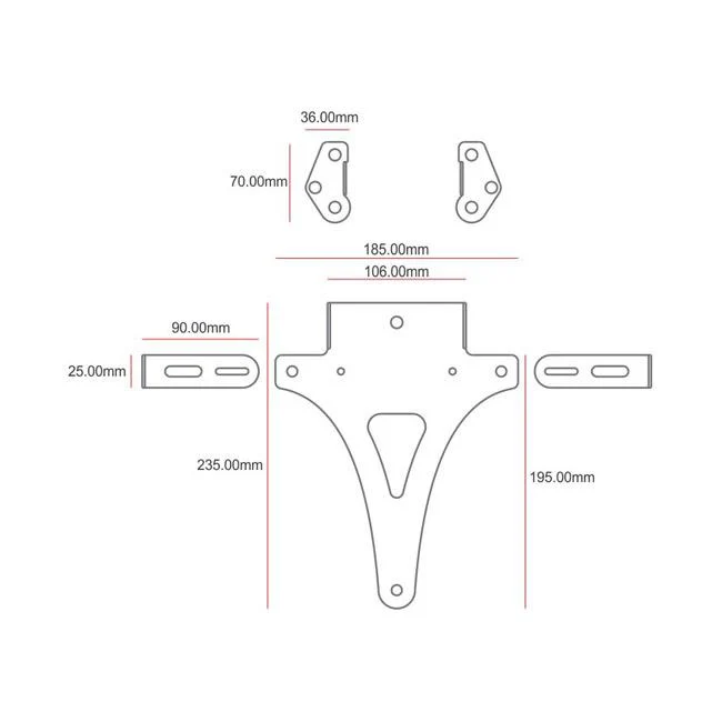 C-Racer Support universel pour plaque d'immatriculation moto No4