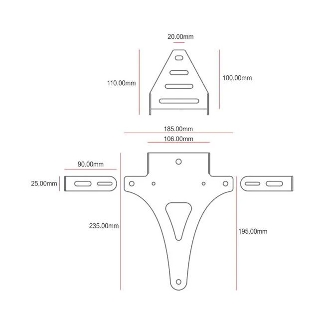 C-Racer Support universel pour plaque d'immatriculation moto No2