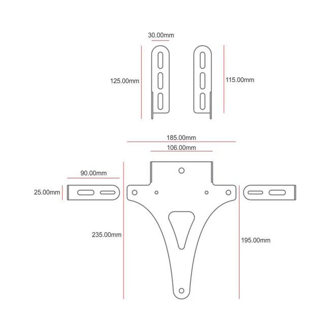 C-Racer Support universel pour plaque d'immatriculation moto No3