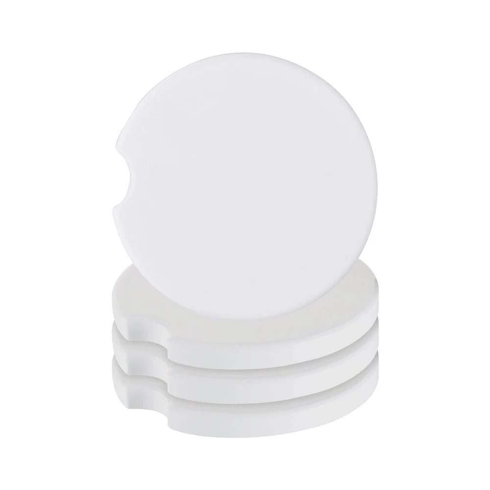 Craft Express Lot de 4 sous-verres de voiture en céramique blanche