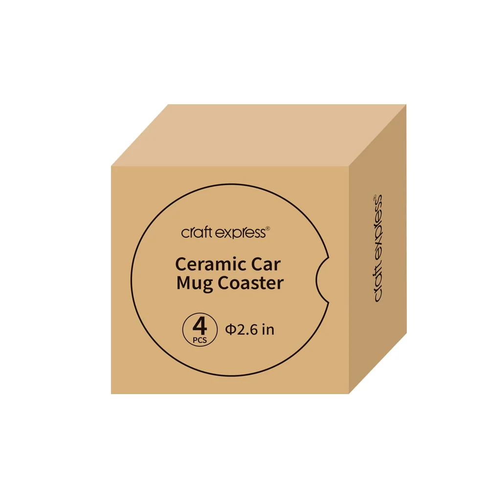 Craft Express Lot de 4 sous-verres de voiture en céramique blanche