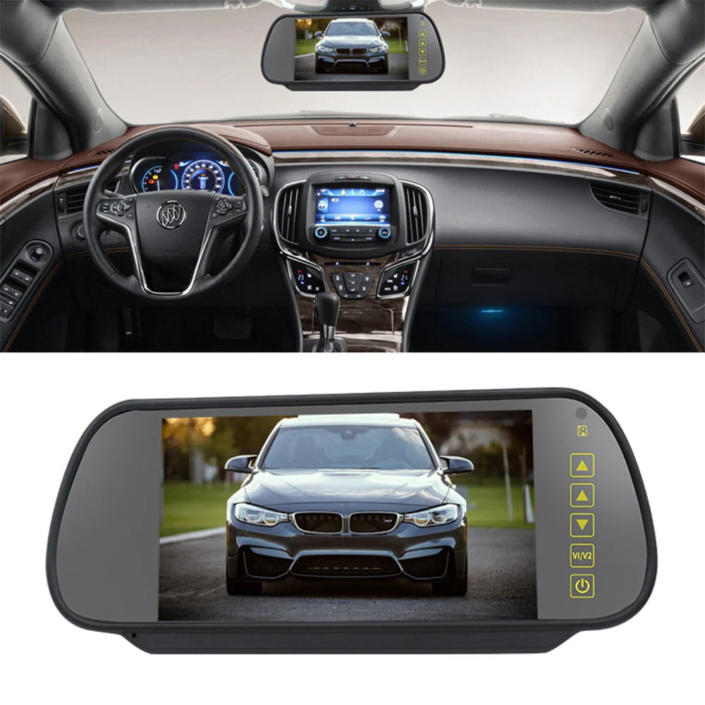 écran de vue arrière de Vision nocturne enregistreur de voiture 7 pouces & caméra de recul écran de rétroviseur de remplac...