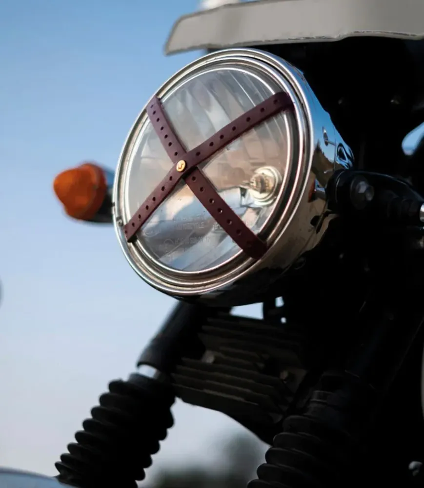 Croix de Phare Moto Cafe Racer en cuir - Café