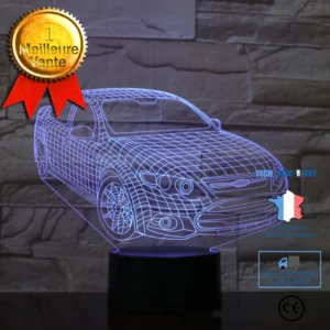 TD® Décoratif USB Voiture 7 Couleurs Télécommande Illusion Optique Veilleuse 3D Visualisation Tableau Bureau Lampes 3D Glo...