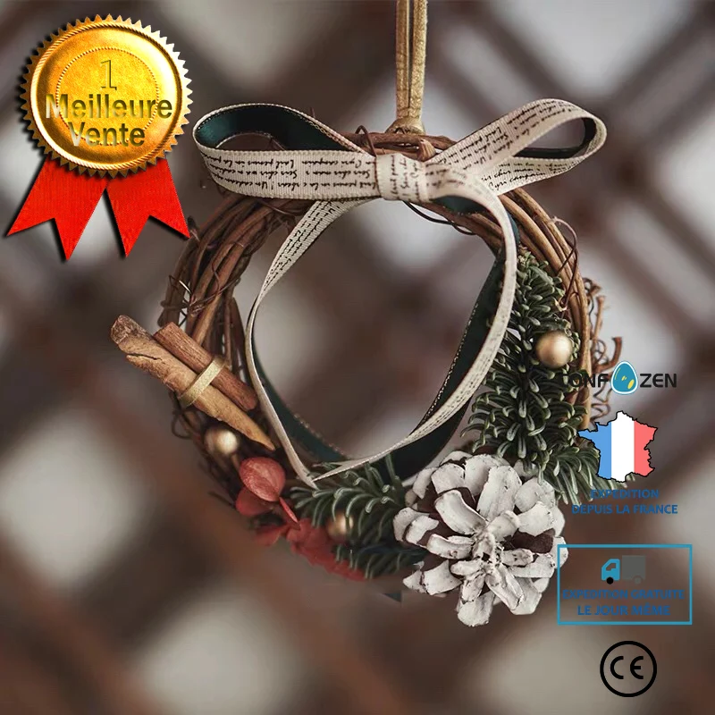 Décorations de Noël, ornements dans la voiture, bâtons de cannelle Nobesson, petites couronnes, fait main