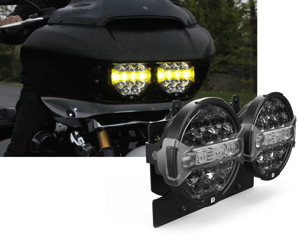 Kit de mise à niveau de phare LED D14 Destroyer pour moto Harley-Davidson Road Glide, '15-'23 DENALI Electronics