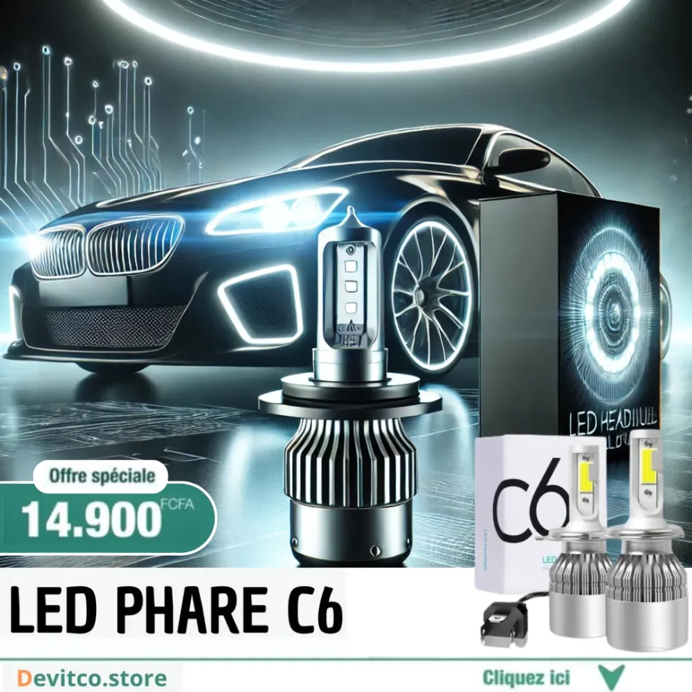 2X Phares LED de voiture Ultra Lumineux C6 ORIGINAL 2025 DEVITCO