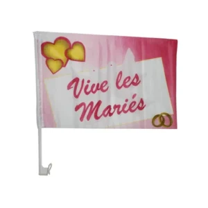 drapeau "vive les mariés" pour voiture 30x45cm