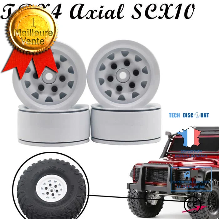 TD® DRONE 4PCS jantes de roue en métal pour accessoire de voiture de chenille de RC Axial SCX10 D90 90046 TRX-4 / Solide e...