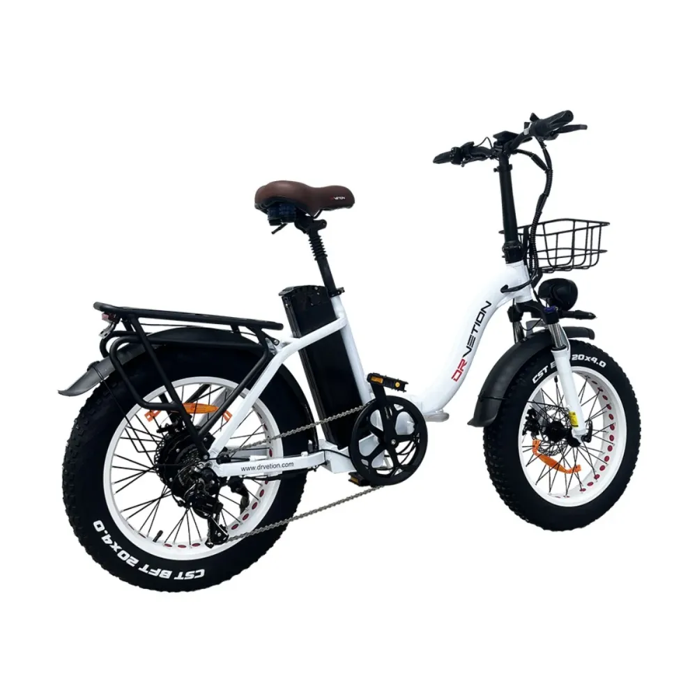 Vélo Électrique DrveTion CT20 - Moteur 750W Batterie 48V15AH Roues de 20 Pouces Freins à Huile - Blanc Perle