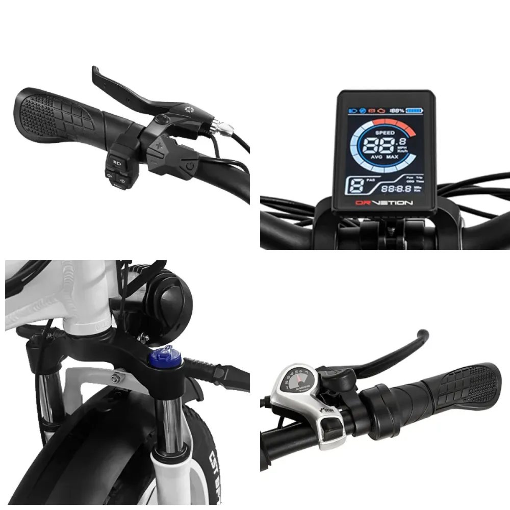 Vélo Électrique DrveTion CT20 - Moteur 750W Batterie 48V15AH Roues de 20 Pouces Freins à Huile - Blanc Perle