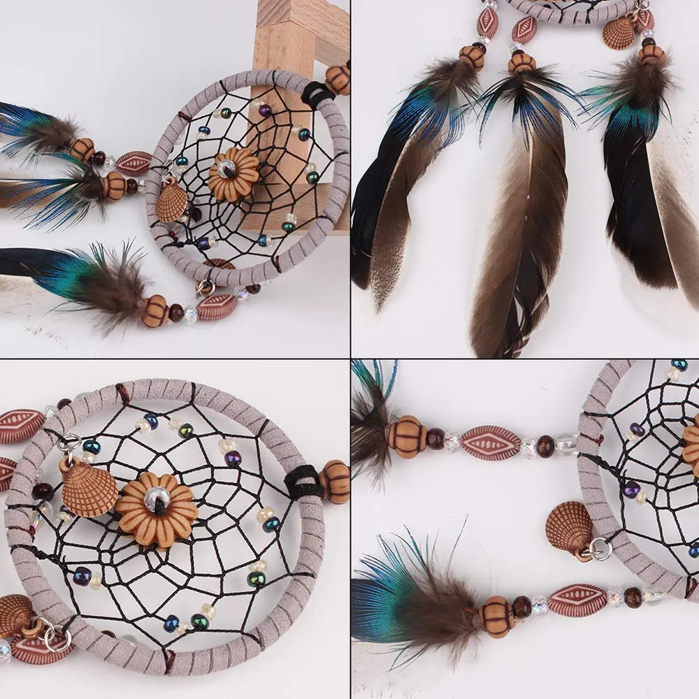 Dsaren Traditionnel Dream Catcher Vintage À la Main Voiture Attrape-rêves Plumes Ornement Suspendue Chambre et Maison