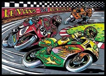 Duel de Moto dans le Virage - Moto de course à colorier - Terciart