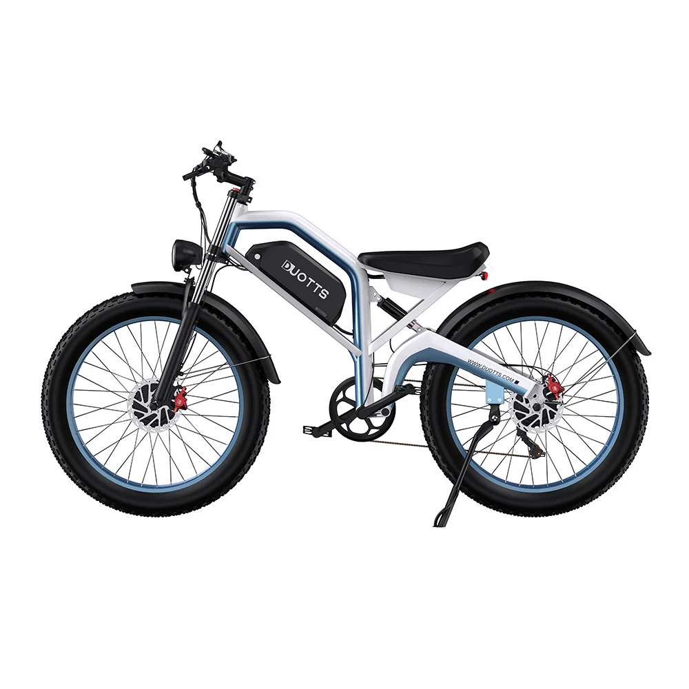 Duotts N26 Vélo électrique - Moteur 750W*2 Batterie 48V20AH 26*4.0 Pouces Pneus Freins Hydrauliques - Blanc Bleu