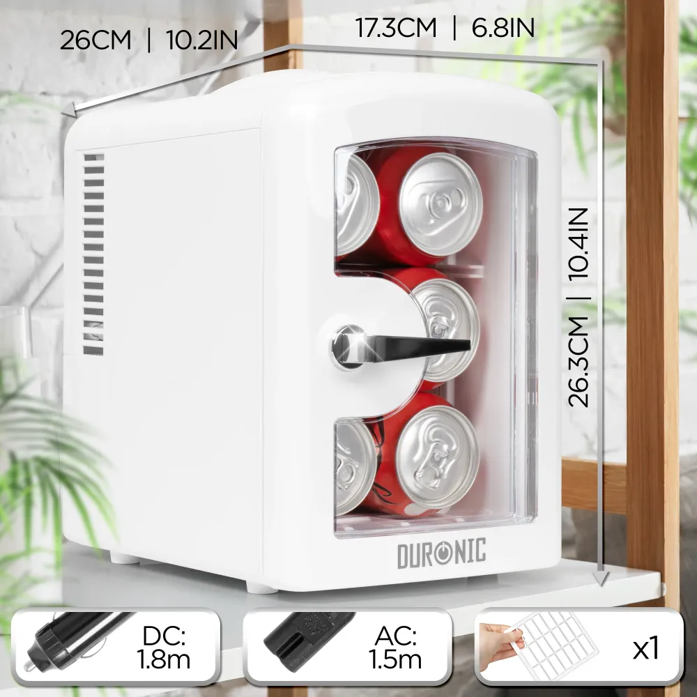 Duronic MFW4 WE Mini réfrigérateur 42W 4 litres Jusqu’à 6 cannettes Refrigerateur pour Snacks boisson lait maternel cosmét...