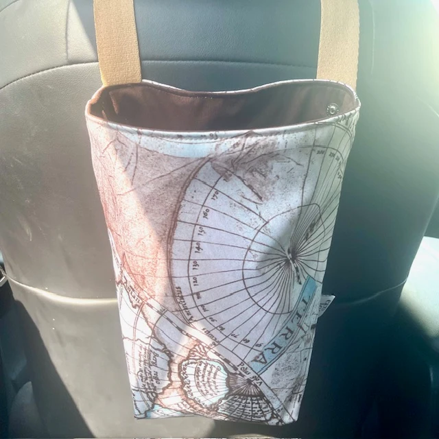 Poubelle de voiture lavable - Corbeille avec ganse Carte Eco Loco