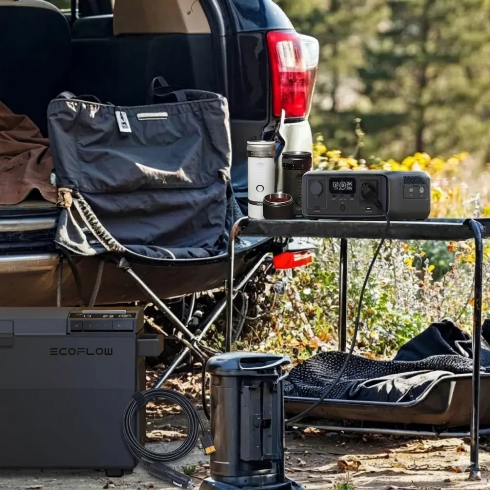 Pack Road Trip – EcoFlow River 3 Station Electrique portable + Moulin à café Outin + Câble de charge voiture EcoFlow Ecofl...