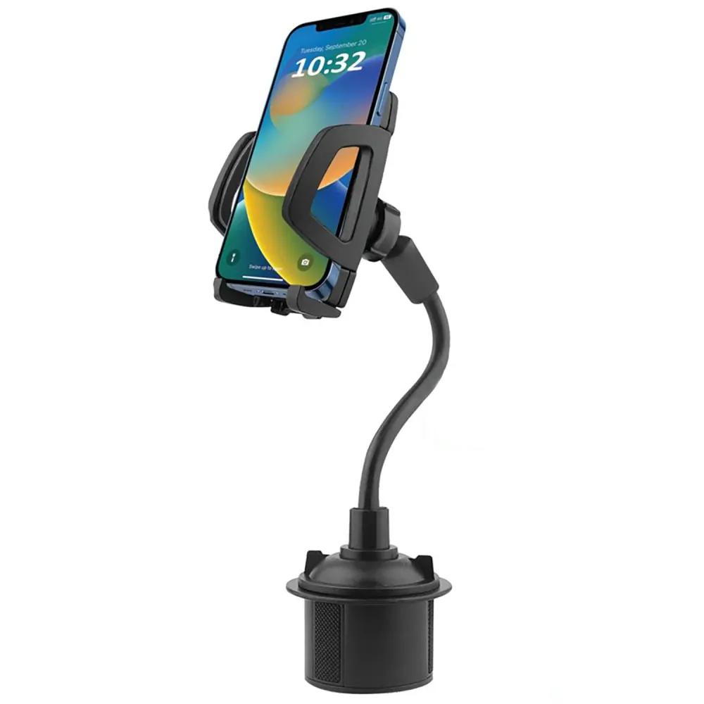 Elink - Support de Téléphone Universel avec Tête Rotative, Pour Porte-Gobelet de Voiture, Noir