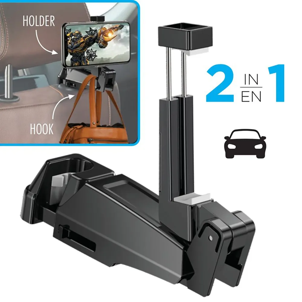 Elink - Support de Téléphone Universel 2 en 1 pour Siège Arrière de Voiture, Noir