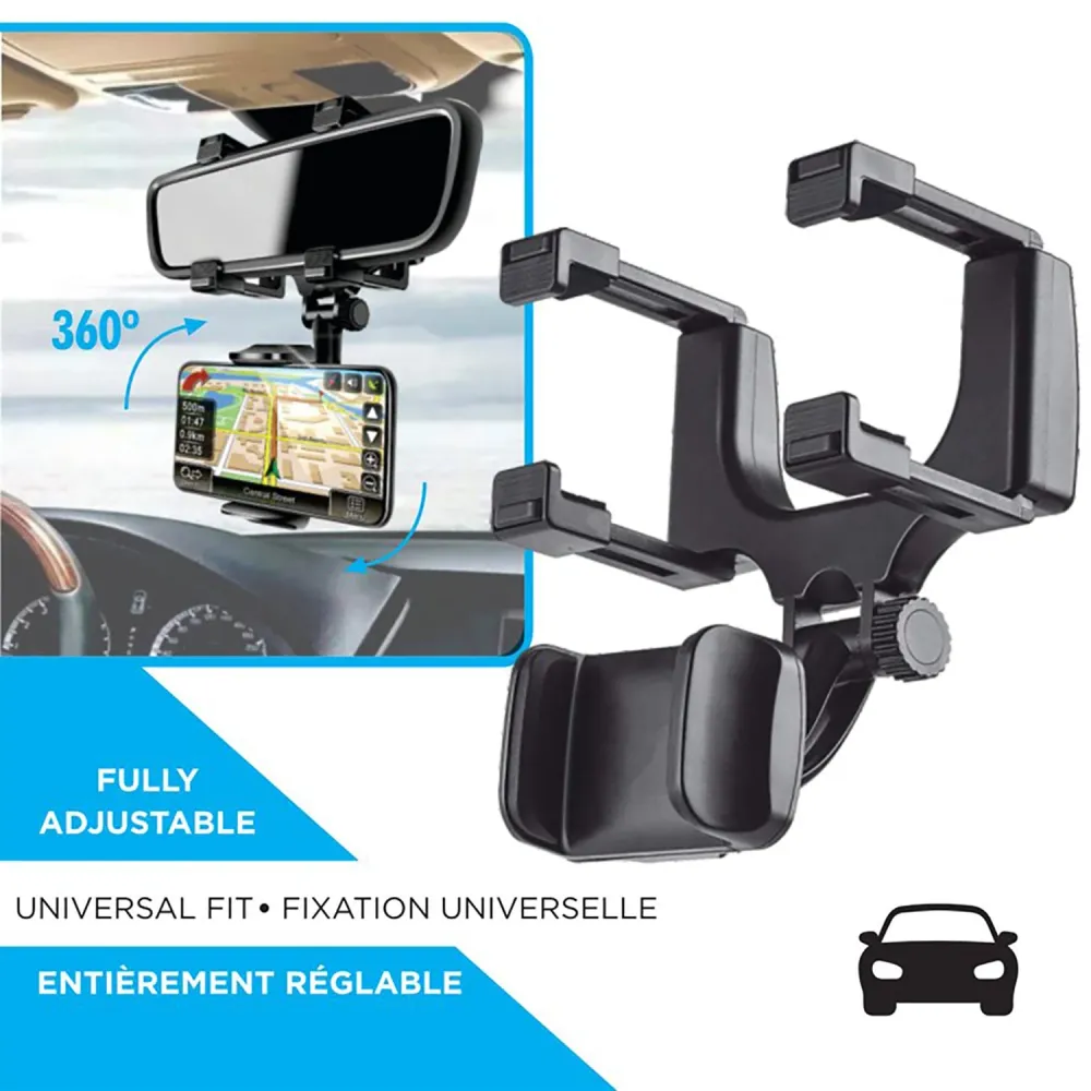 Elink - Support Universel de Téléphone pour Rétroviseur de Voiture, Noir