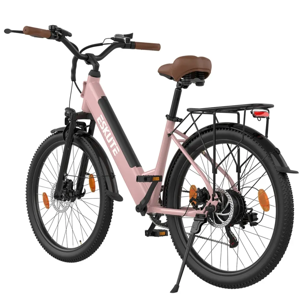 Vélo électrique ESKUTE C100 PLUS 250W 100 km freins à disque rose