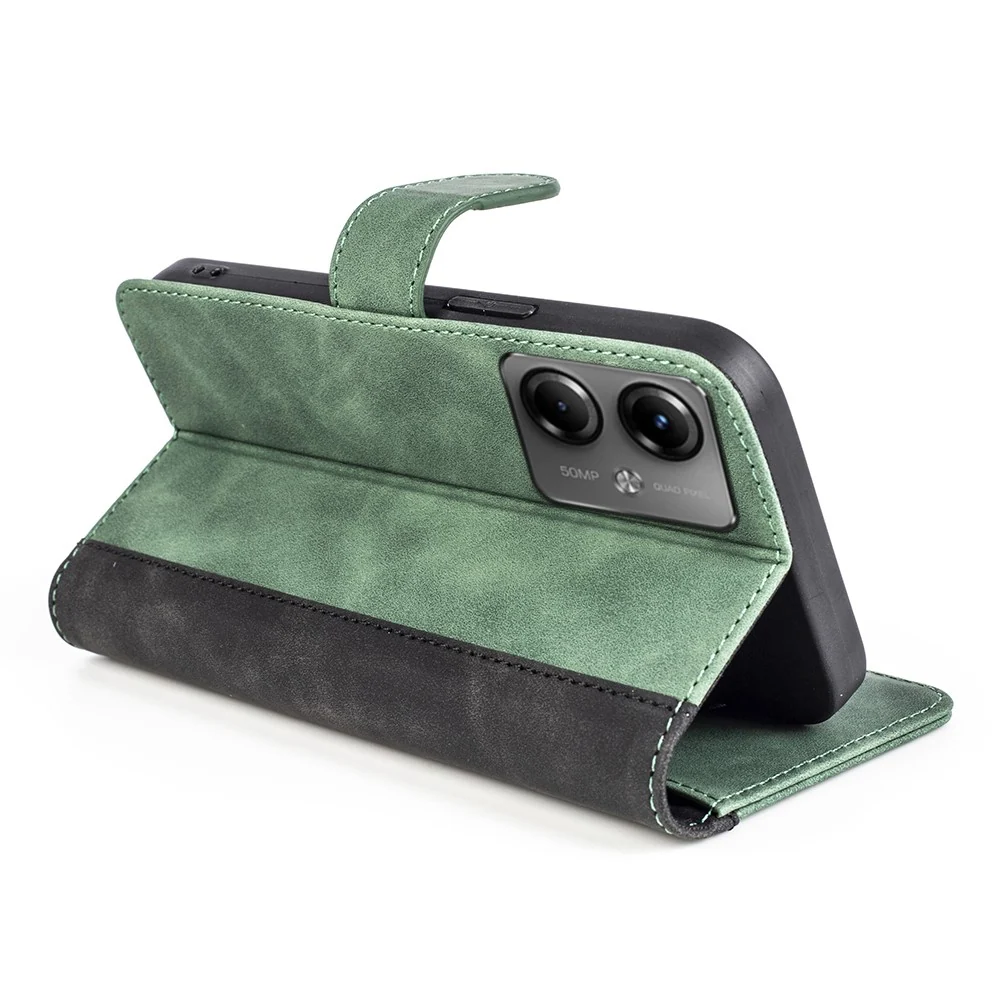 Etui bicolore en cuir pour Motorola Moto G14 - Vert