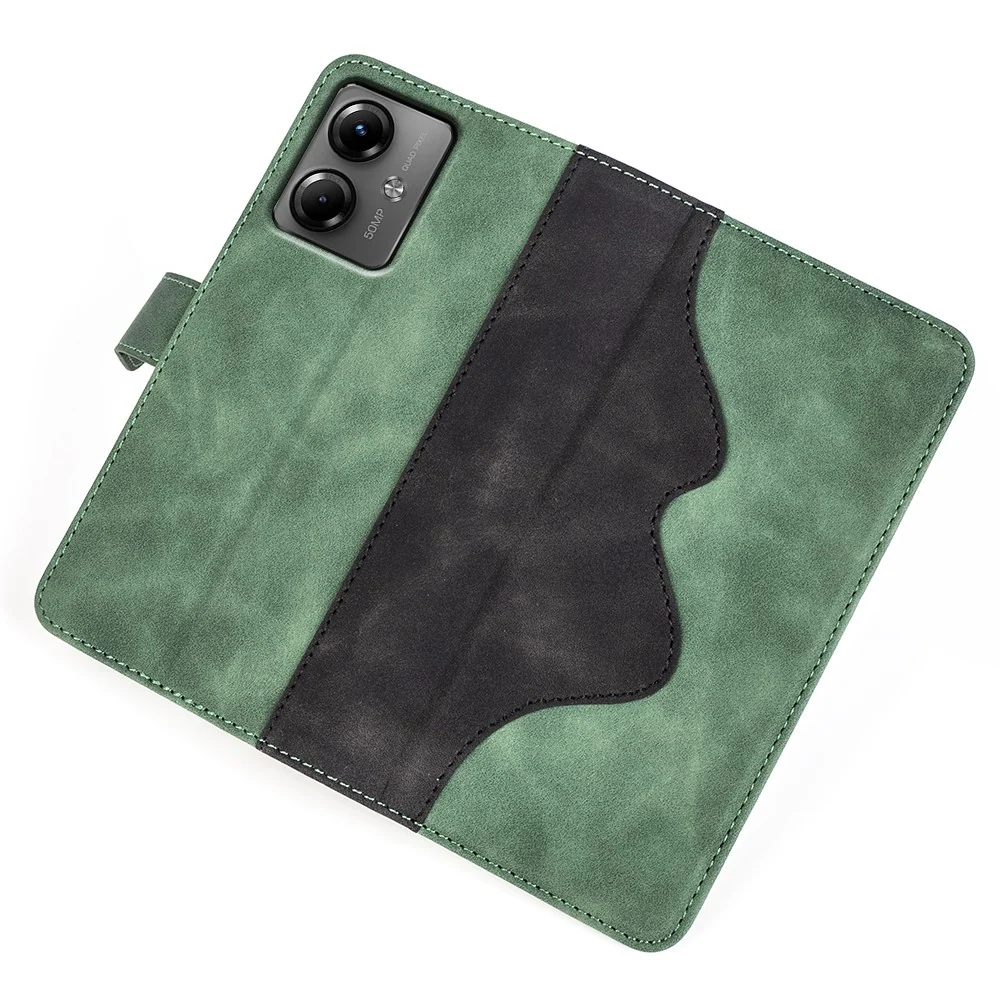 Etui bicolore en cuir pour Motorola Moto G14 - Vert
