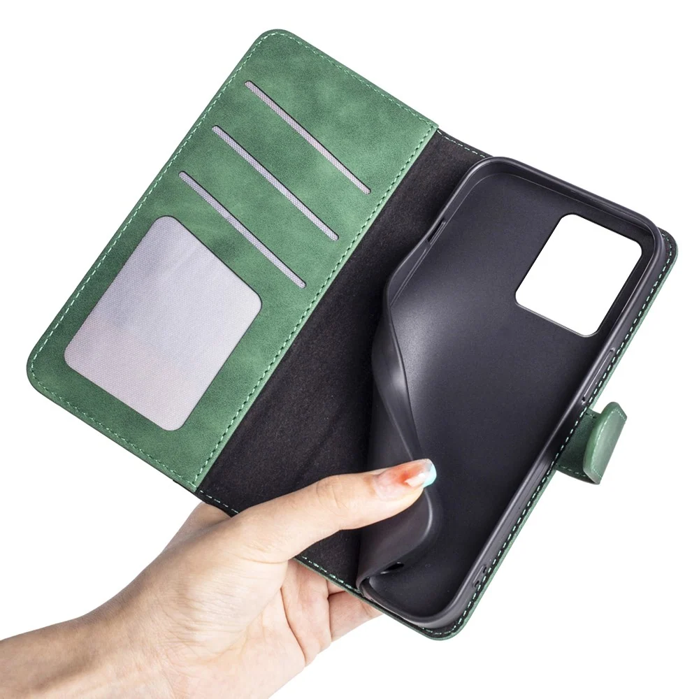 Etui bicolore en cuir pour Motorola Moto G14 - Vert