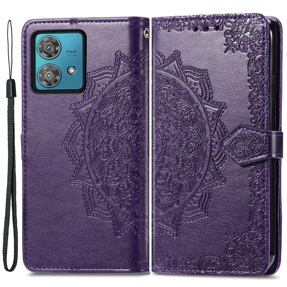 Etui en cuir Mandala Motorola Moto G84 - Violet