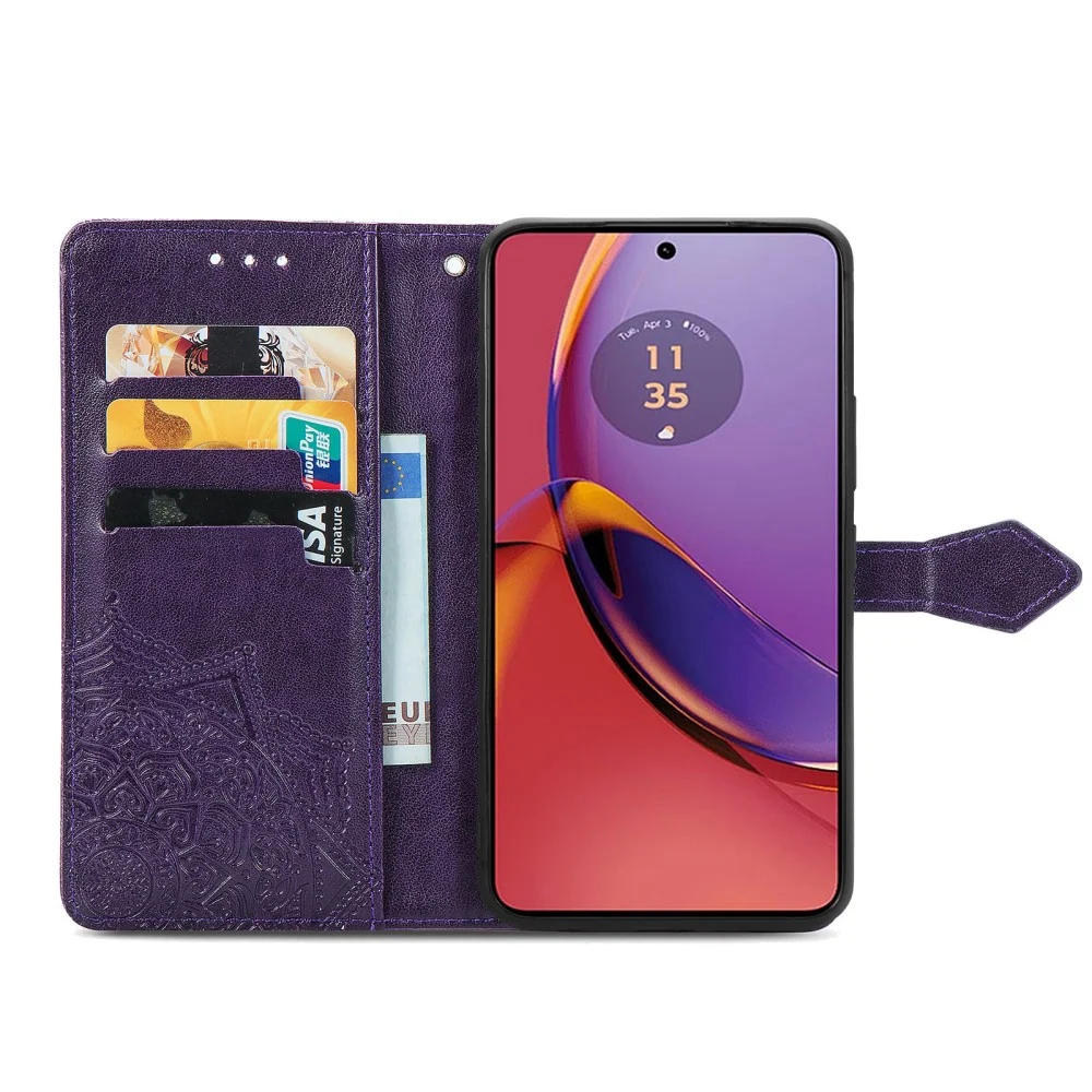 Etui en cuir Mandala Motorola Moto G84 - Violet