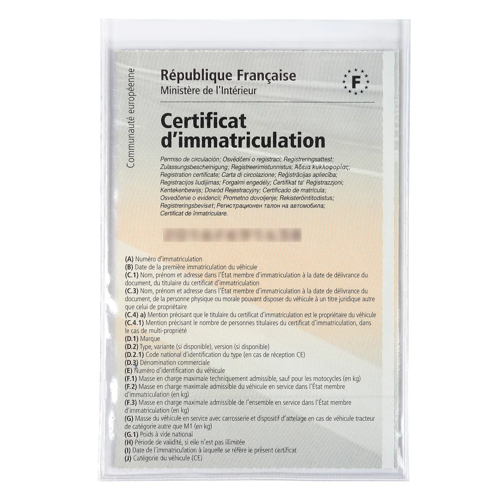 Etuis de protection pour papiers voiture PVC lisse 20/100e