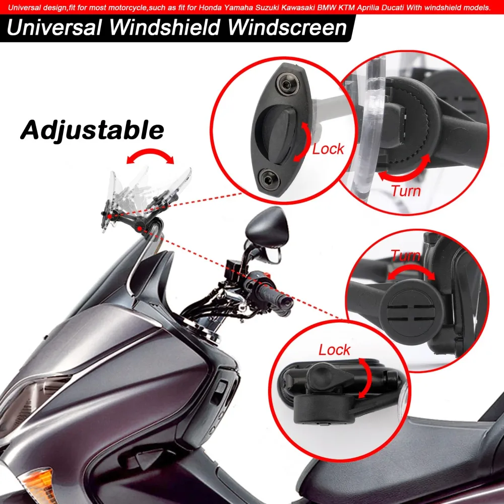 Extension de pare-brise à Clip réglable pour moto, déflecteur de vent transparent générique