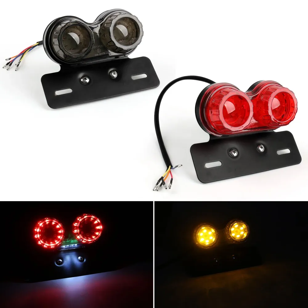 Feu arrière Led pour moto, indicateur de freinage, plaque d'immatriculation, 12V, 2 couleurs génériques