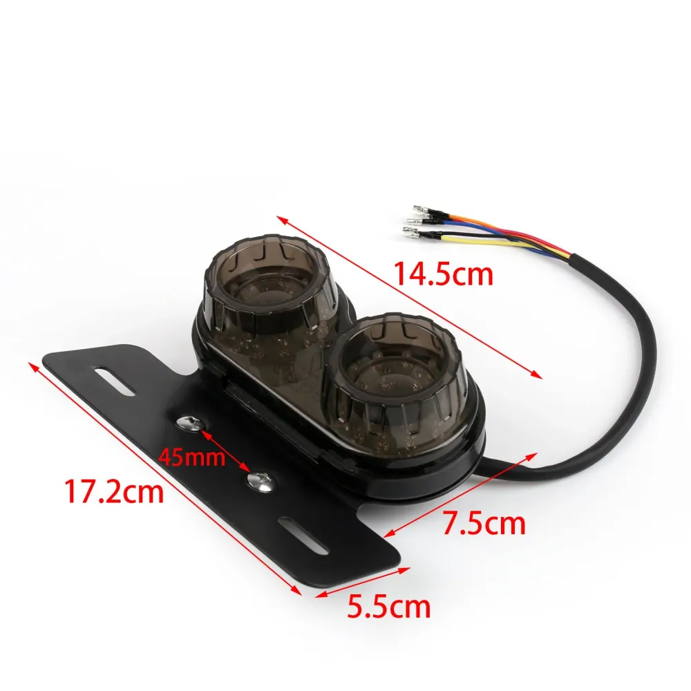 Feu arrière Led pour moto, indicateur de freinage, plaque d'immatriculation, 12V, 2 couleurs génériques